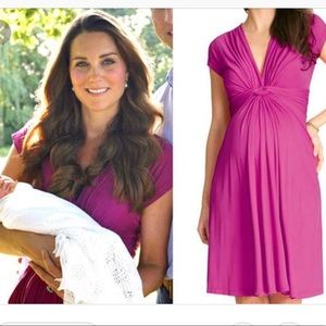 Seraphine Pink Fushia Knot Front Maternity Dress